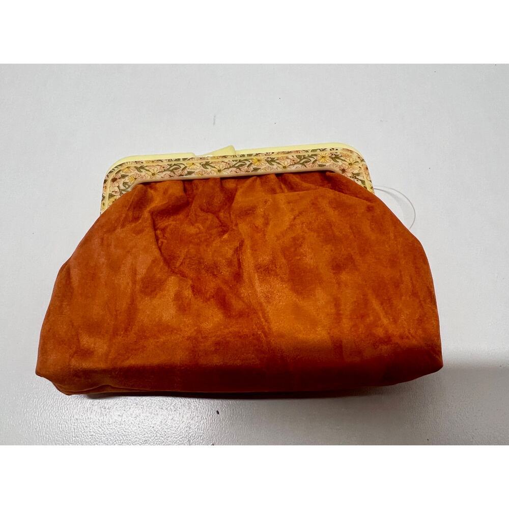 VNTG RGA Women's Small Clutch Rust Brown Floral Fabric Lined 6"x5" NEW